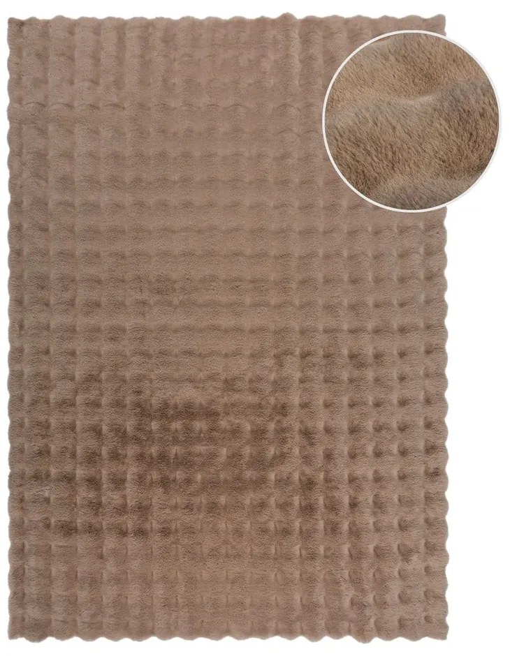 Barna szintetikus szőrme szőnyeg 80x150 cm Waffle Faux Fur – Flair Rugs