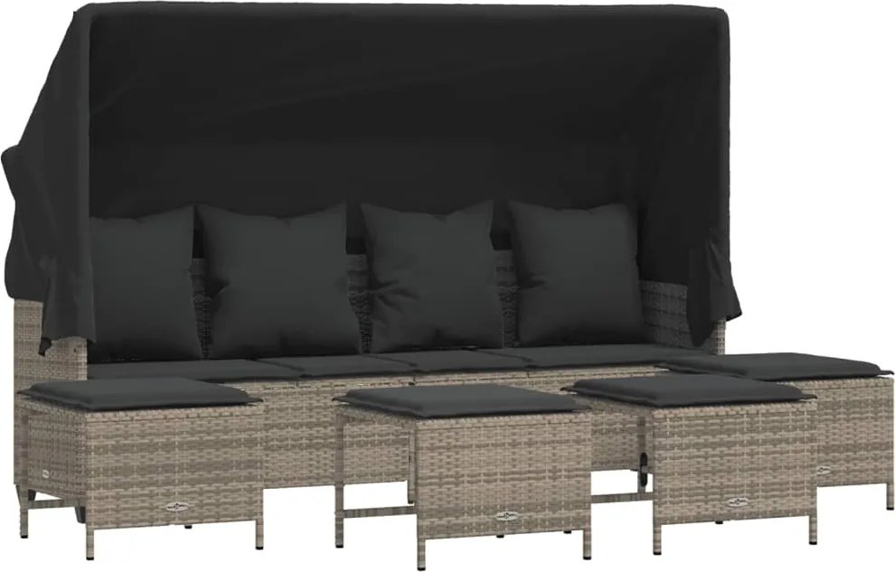 vidaXL 5 részes szürke polyrattan kerti ülőgarnitúra párnákkal