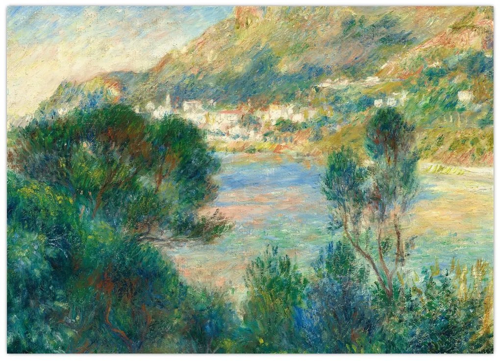 Üveg kép - Auguste Renoir, View of Monte Carlo from Cap Martin, reprodukciók (70x50 cm)