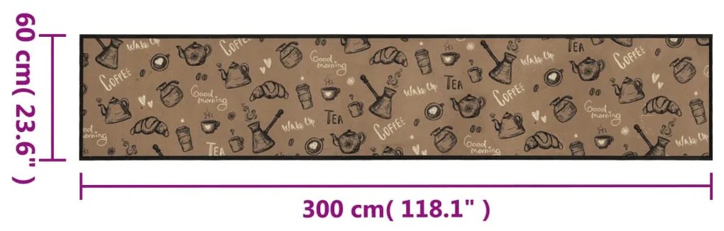 barna reggeli mintás mosható bársony konyhaszőnyeg 60x300 cm