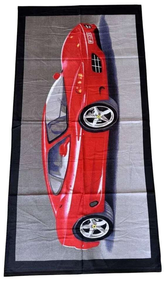Strand fürdőlepedő FUNNY RED CAR 70x140 cm