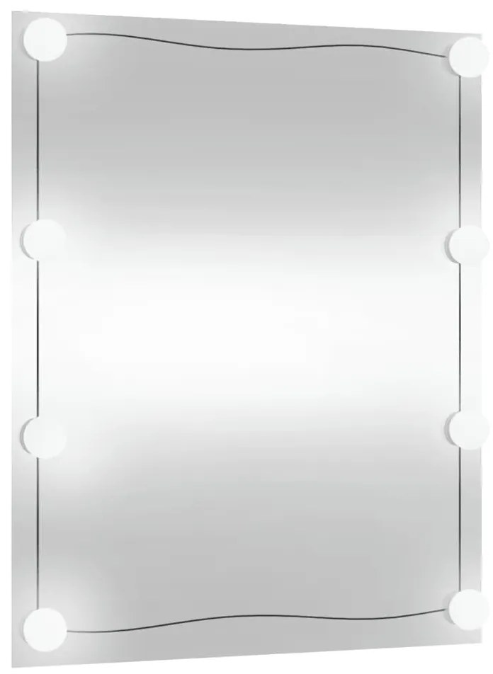 téglalap alakú üveg falitükör LED fényekkel 50 x 60 cm