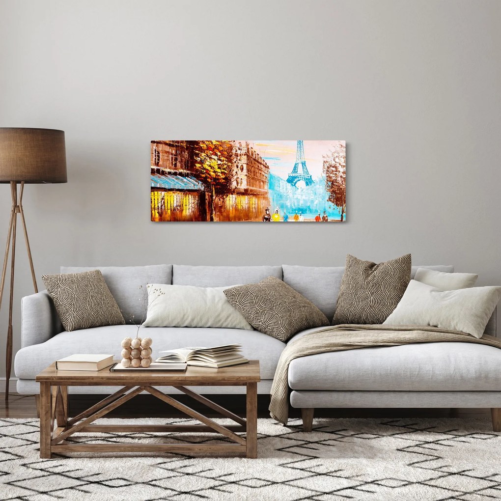 Kép - Esős idő és az Eiffel-torony (120x50 cm)