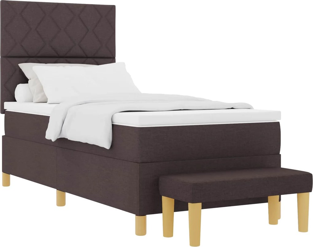 vidaXL Boxrugós ágy matracmal sötétbarna 100 x 200 cm szövet