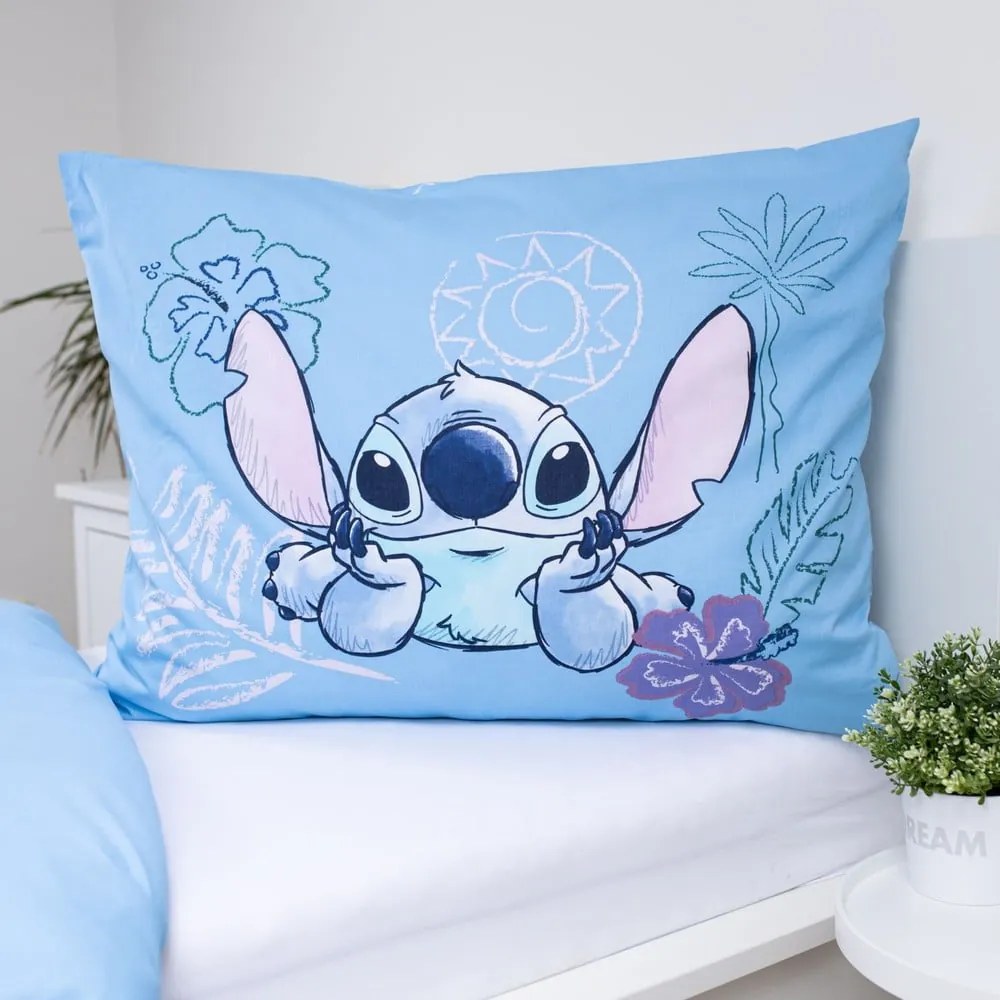 Kék egyszemélyes pamut gyerek ágyneműhuzat 140x200 cm Lilo and Stitch "Wave" – Jerry Fabrics