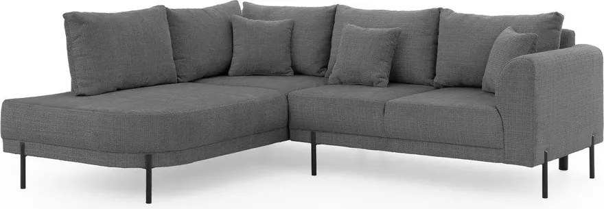 Sötétszürke zsenília sarokkanapé (bal oldali-L alakú) Mauris – Ropez