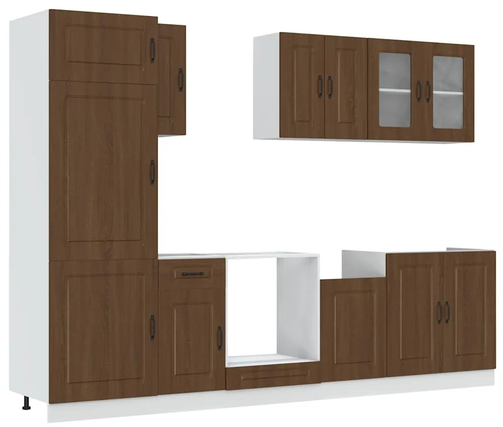 vidaXL 8 darabos konyhaszekrény szett Kalmar barna tölgy műfa