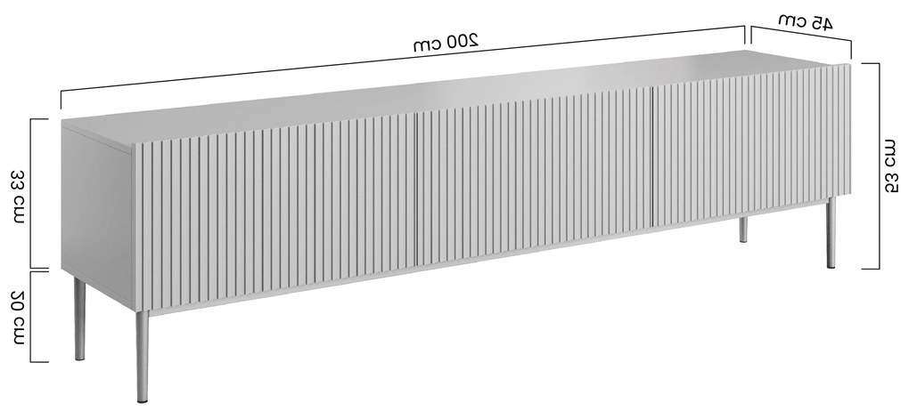 Nicole 200 cm-es TV-szekrény - antik rózsaszín MDF / arany lábak