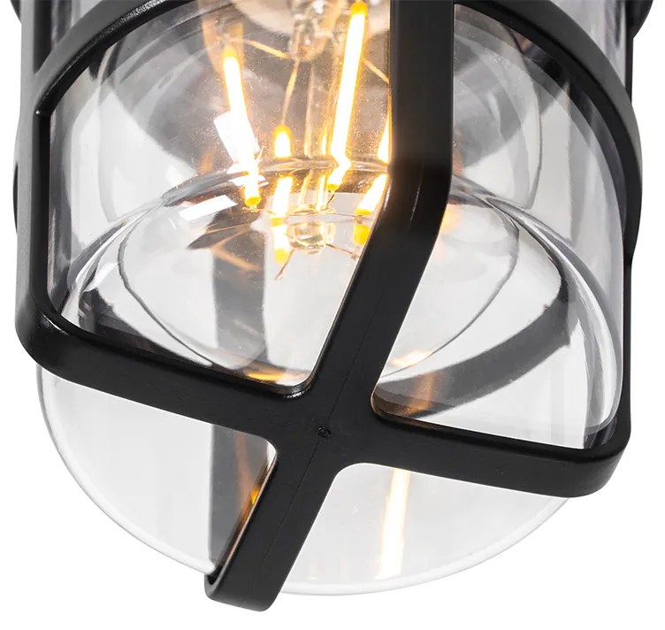 Mennyezeti és fali lámpa fekete átlátszó búrával IP54 - Kiki