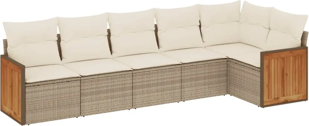 vidaXL 6 részes bézs polyrattan kerti ülőgarnitúra párnával