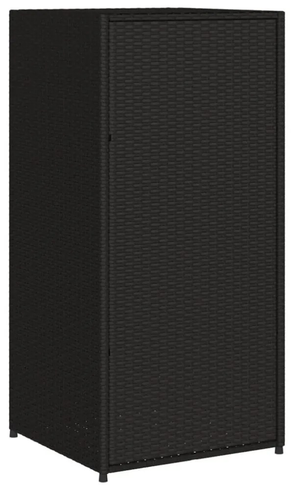fekete polyrattan kerti tárolószekrény 55 x 55 x 111 cm