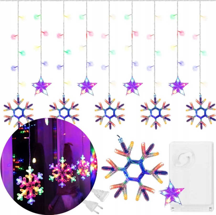 Fényfüggöny karácsonyi fények karácsonyi csillagok hópehely led