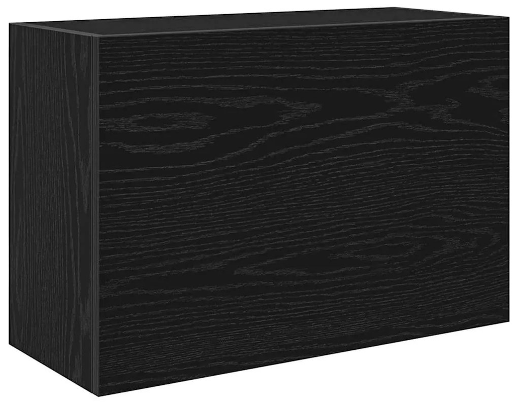 Fekete szerelt fa fali fürdőszobaszekrény 60x25x40 cm