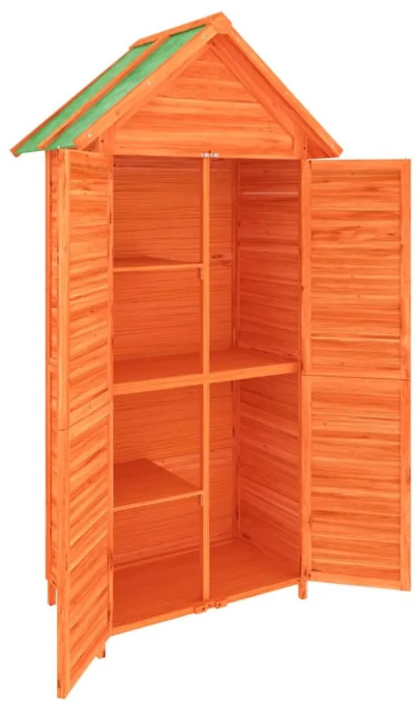 barna tömör fenyőfa kerti szerszámtároló 89 x 52,5 x 175 cm