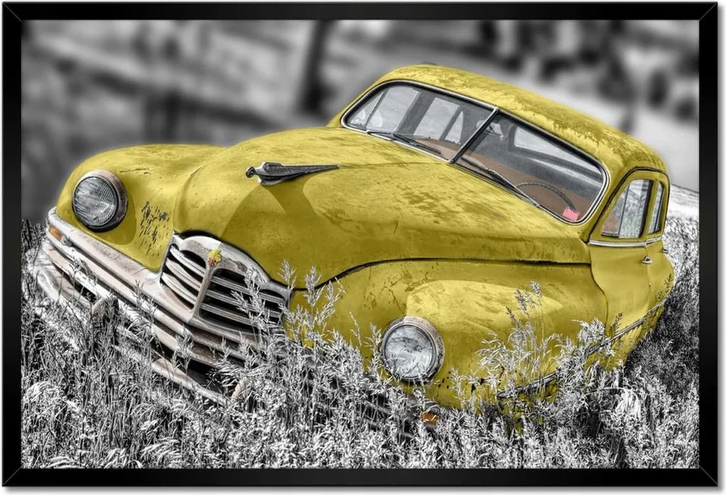 Poszter keretben 60x40 Sárga oldtimer
