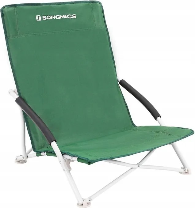 Songmics Összecsukható strand napozóágy, zöld, acél váz, 140 kg