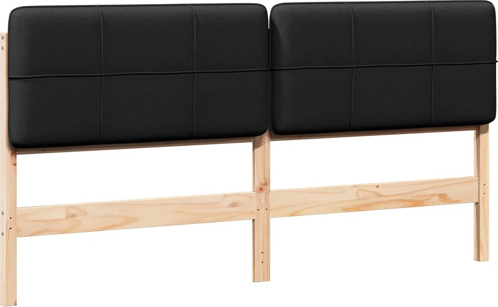 vidaXL Kárpitozott fejtámla Barna és fekete 200 cm Tömör fenyőfa