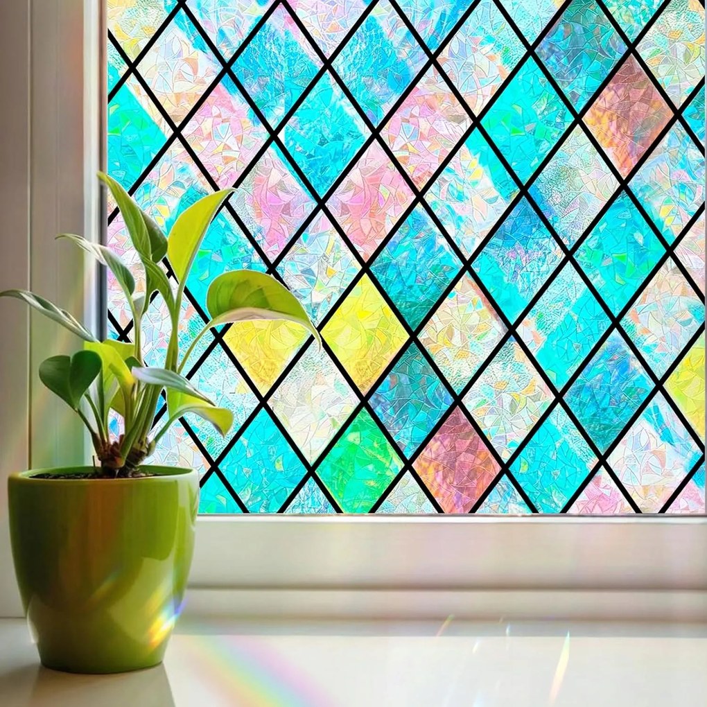 Ablakfólia Szivárvány öntapadós 3D hatás Adatvédelem 90x200 cm Linarun