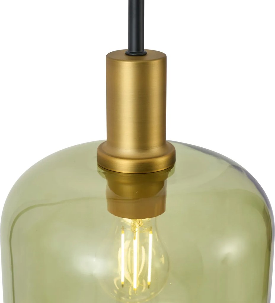 Hotel Chic állólámpa fekete és arany színben, zöld üveggel - Zuzanna