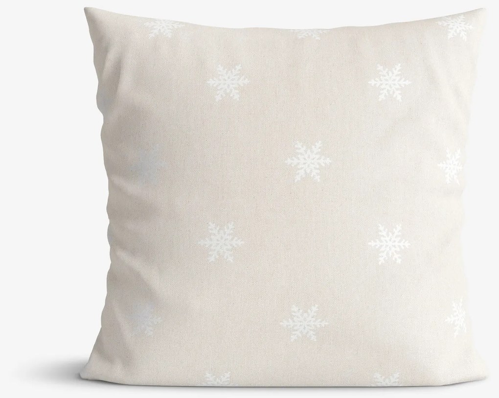 Goldea karácsonyi párnahuzat natura - hópelyhek természetes alapon 50 x 50 cm