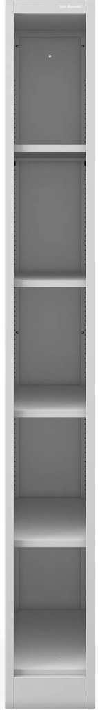 Keskeny fém irattároló polc dokumentumokhoz szürke: TIM 250 x 1950 x 600 mm
