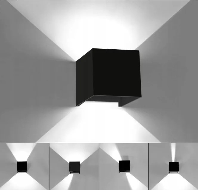 K-Bright kerti fali lámpa fekete integrált Led fényforrás 12 W