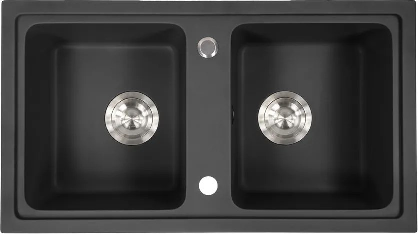 Tia szögletes két medencés gránit mosogató fekete