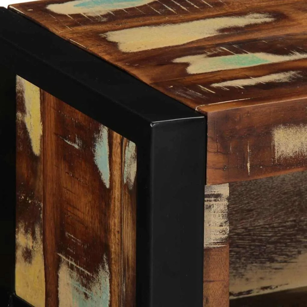 többszínű tömör újrahasznosított fa TV-szekrény 80x30x25 cm