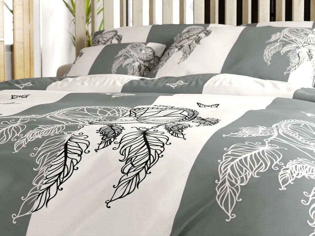 Pamut ágyneműhuzat TIRSO POLY szürke-fehér Ágyneműhuzat mérete: 70 x 90 cm | 140 x 200 cm