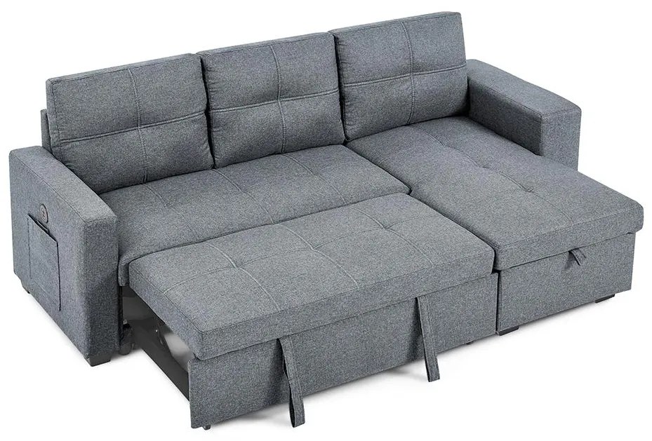 Catini PORTIVA univerzális sarokkanapé tárolóval és USB-csatlakozóval, szürke