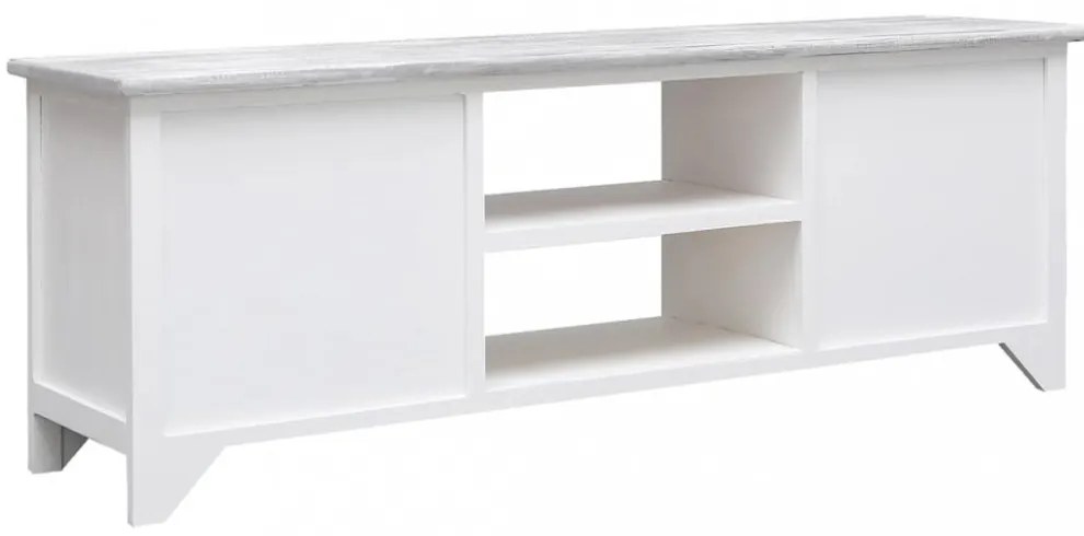 fehér-szürke tömör császárfa TV-szekrény 108 x 30 x 40 cm