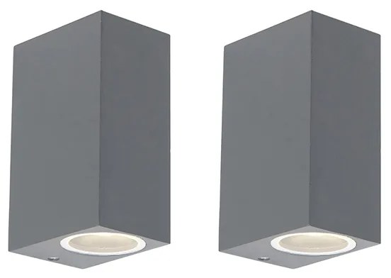 2 db modern fali lámpa szett sötétszürke 2-lámpás IP44 - Baleno