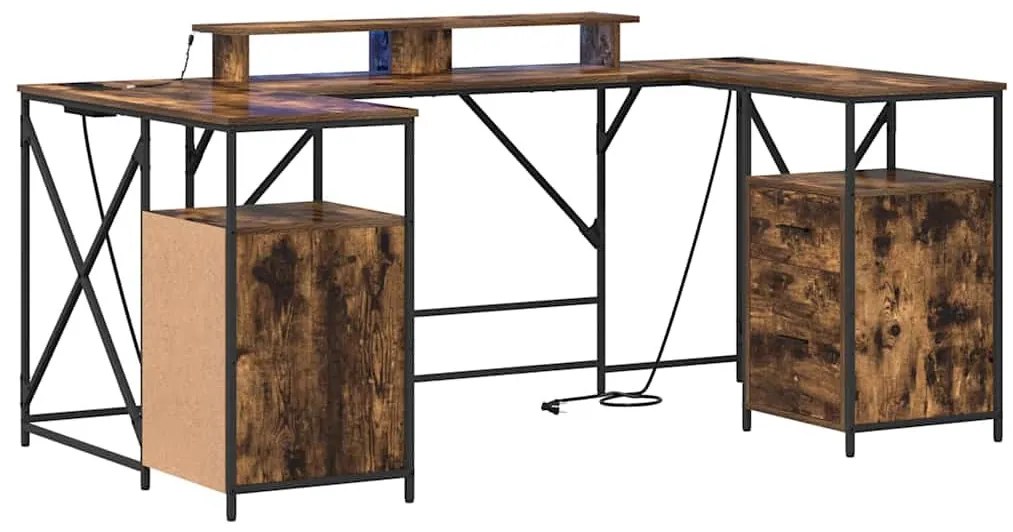 Asztal fiókkal Füstölt tölgy 182 x 101 x 87.5 cm Faanyag