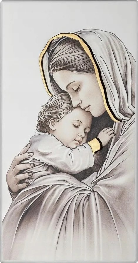 Vászonkép Szűzanya a gyermekkel 12x24 cm Fára festett Gravírozás