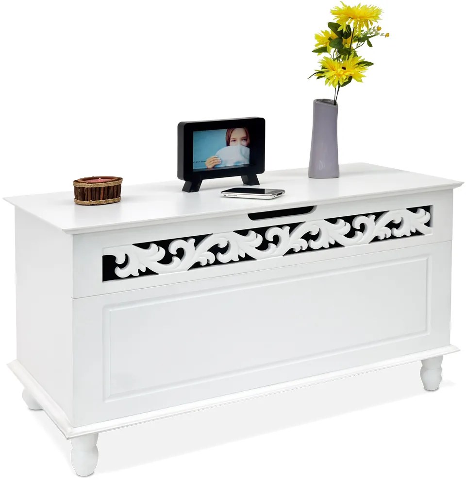 JERSEY fa láda, 80x40x48cm, fehér Casaria