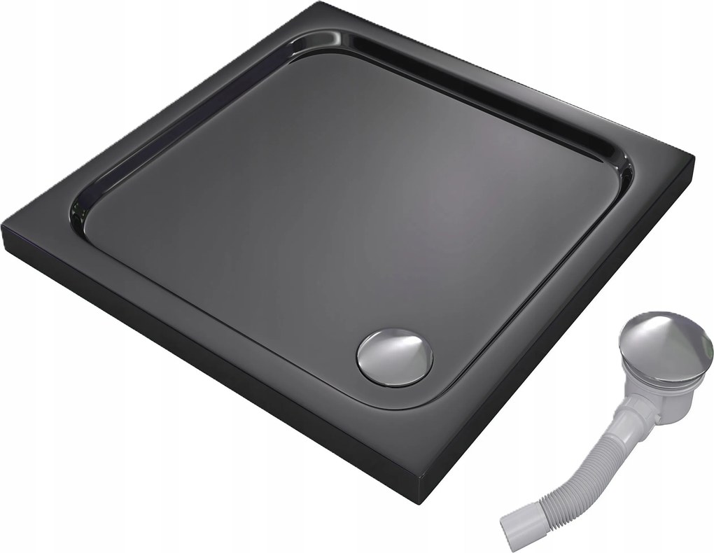 Zuhanytálca Szögletes 90x90 Slim Alacsony 5 CM Fekete Szifon