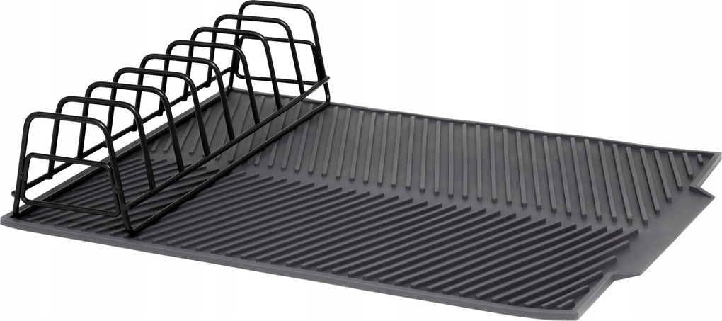 Szilikon Edényszárító Szőnyeg Szürke, Tányértartóval 43,5X33 CM