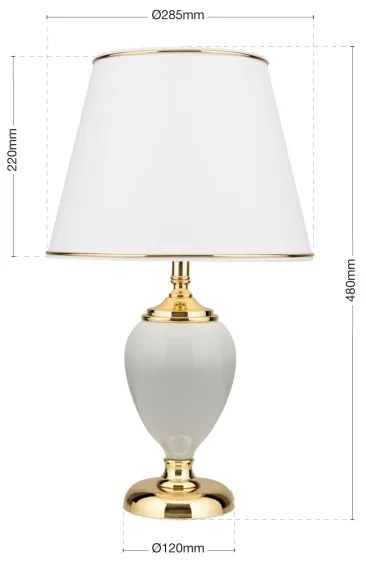 Orion LA 4-1229 - Asztali lámpa OVUM 1xE27/40W/230V 48 cm kerámia fehér/arany