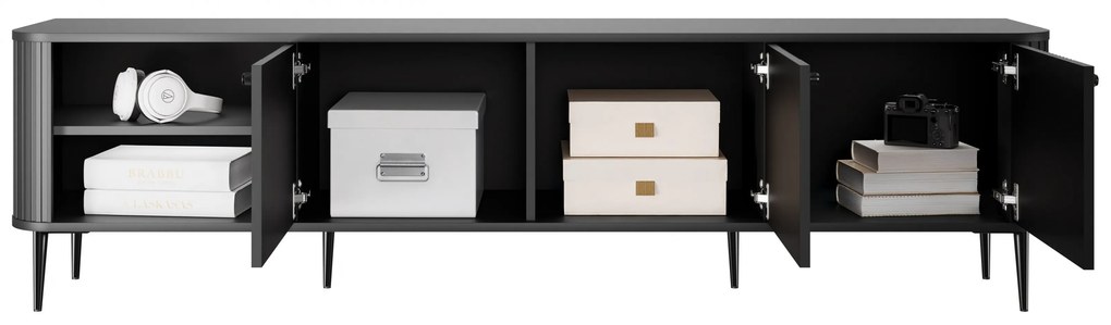 Vesper 3D TV-szekrény 187 cm - fekete / fekete lábak