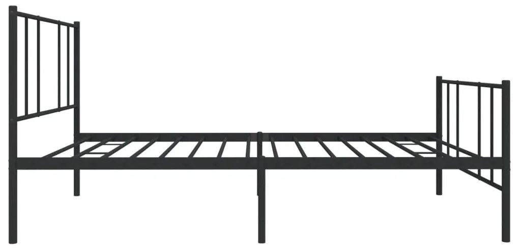 fekete fém ágykeret fej- és lábtámlával 80 x 200 cm