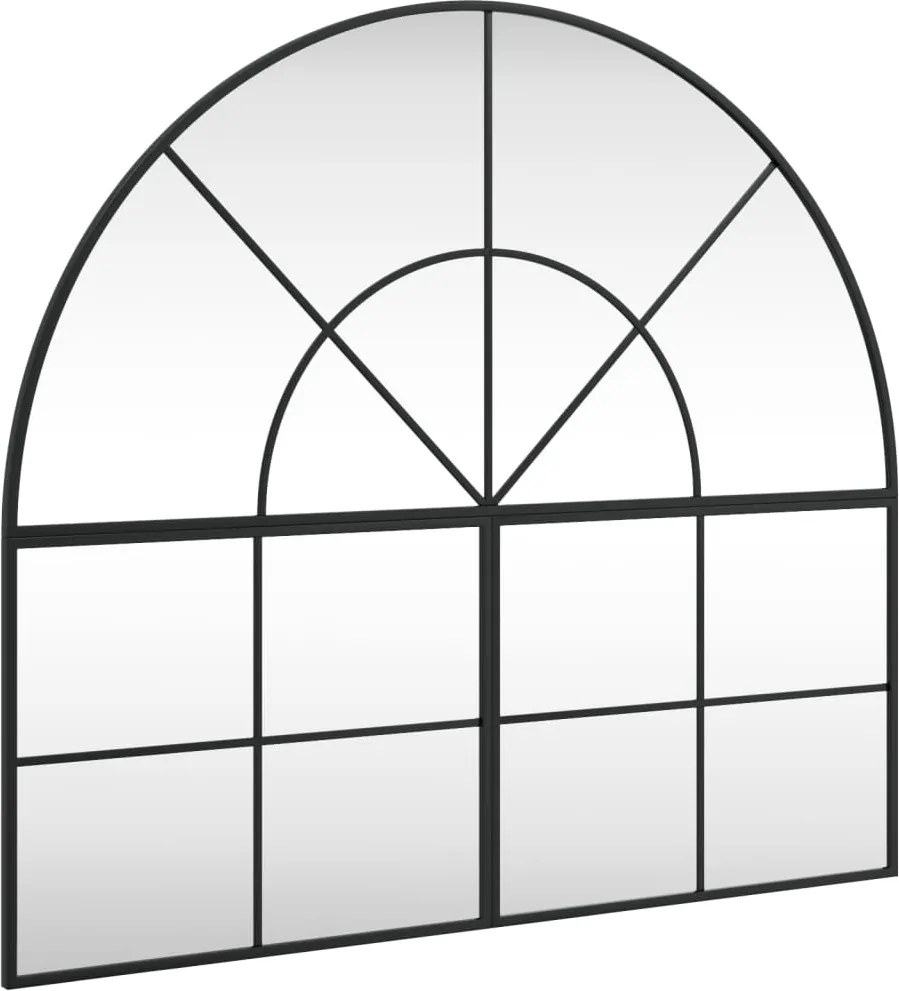 vidaXL fekete ívelt vas fali tükör 100x90 cm