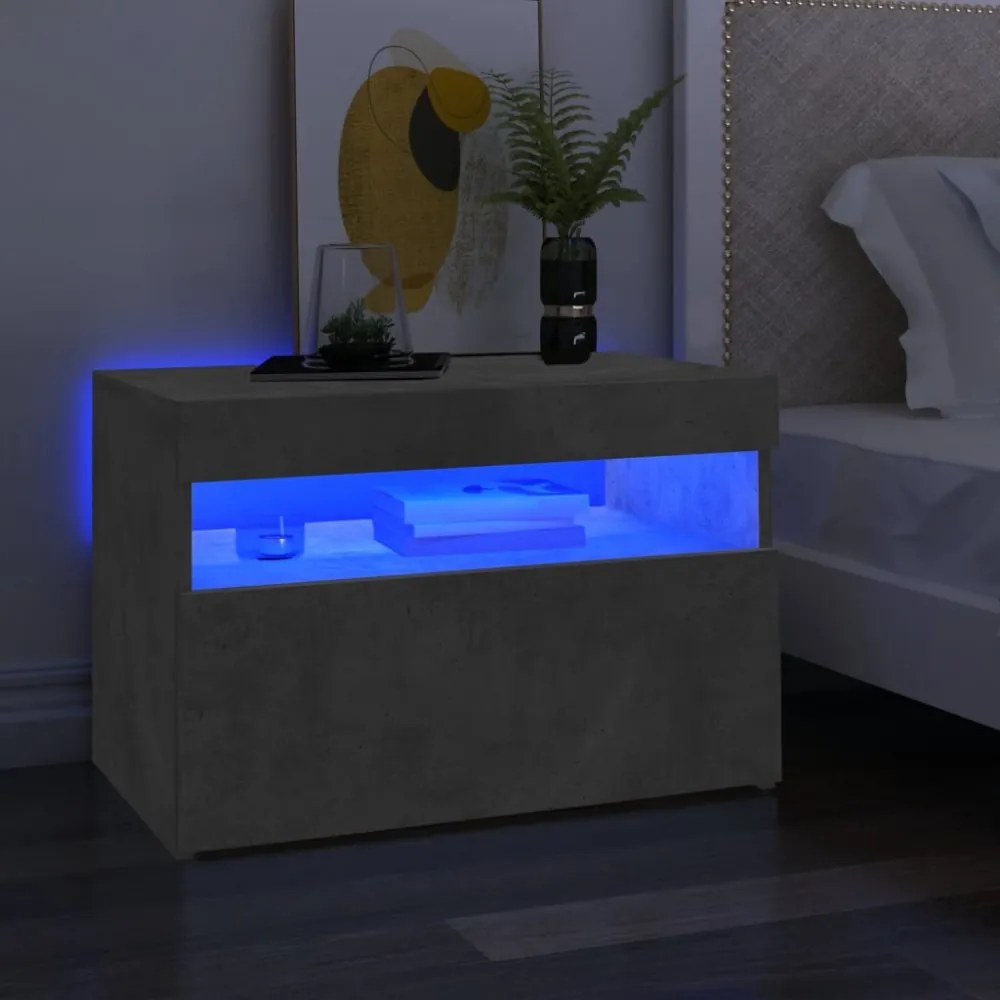 2 db betonszürke TV-szekrény LED-lámpákkal 60 x 35 x 40 cm