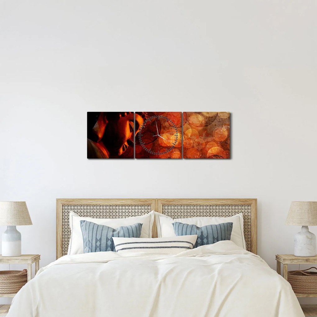 Kép - Buddha piros tónusokkal (órával) (90x30 cm)