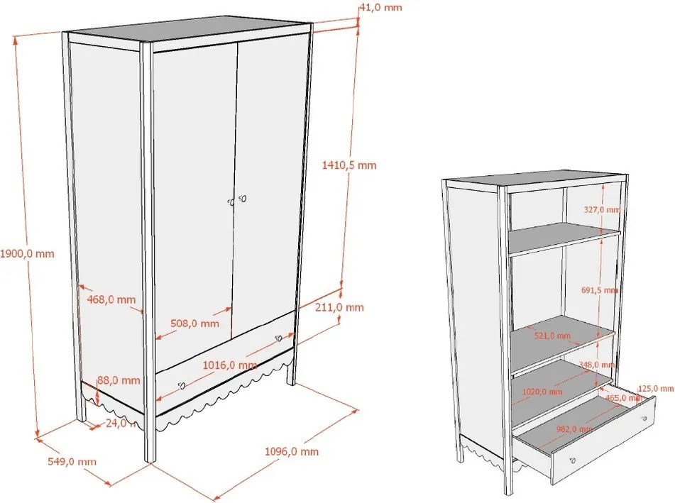 Bézs gyerek ruhásszekrény 110x190x55 cm Swingo – Vipack