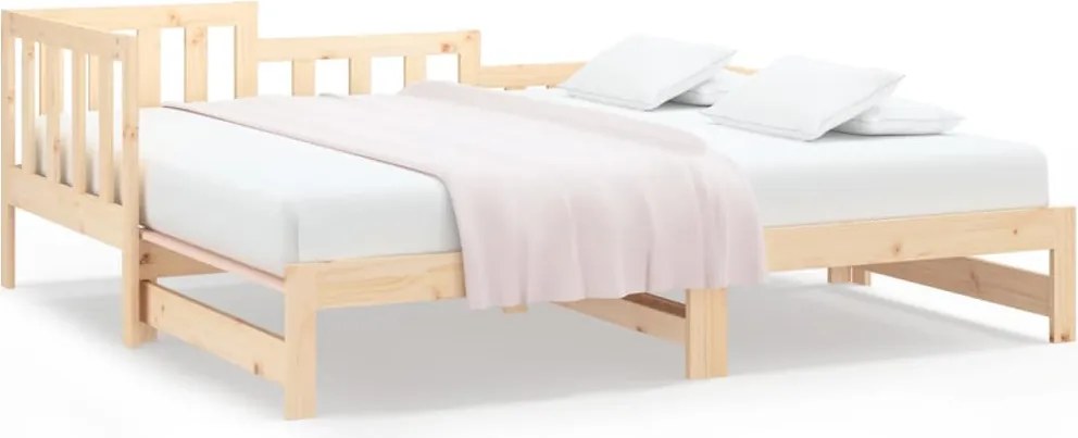 vidaXL tömör fenyőfa kihúzható kanapéágy 2x(90x190) cm