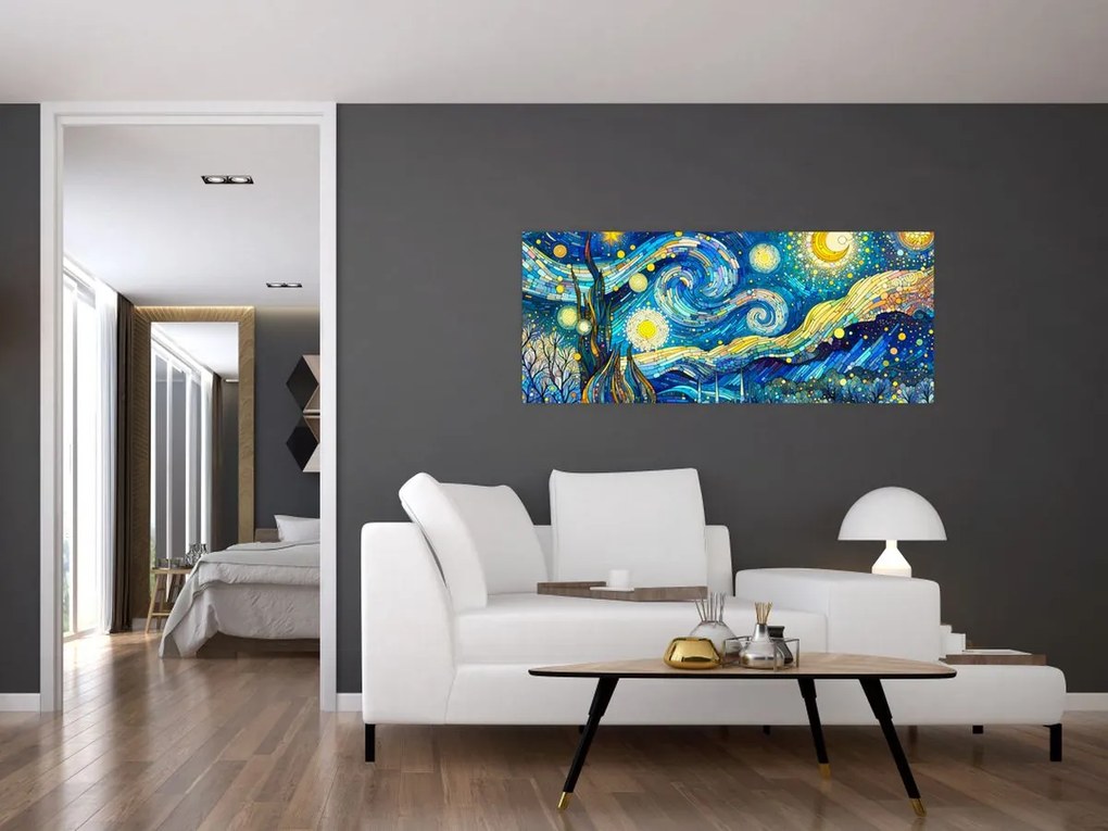 Kép – Csillagos éjszaka mozaikja (120x50 cm)