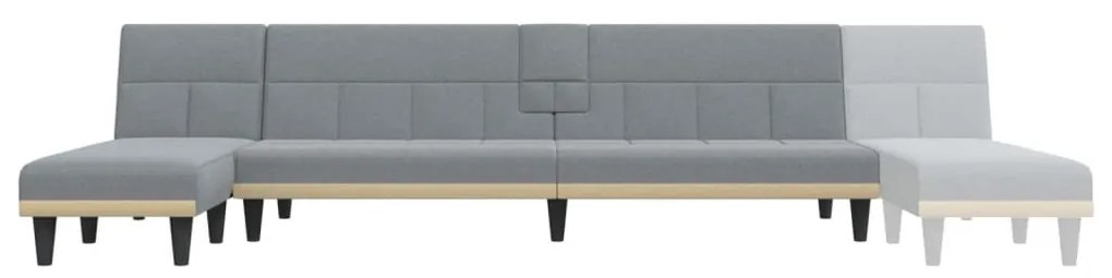világosszürke L-alakú bársony kanapéágy 255x140x70 cm