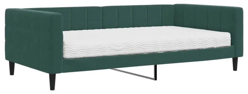 sötétzöld bársony heverő matraccal 100 x 200 cm