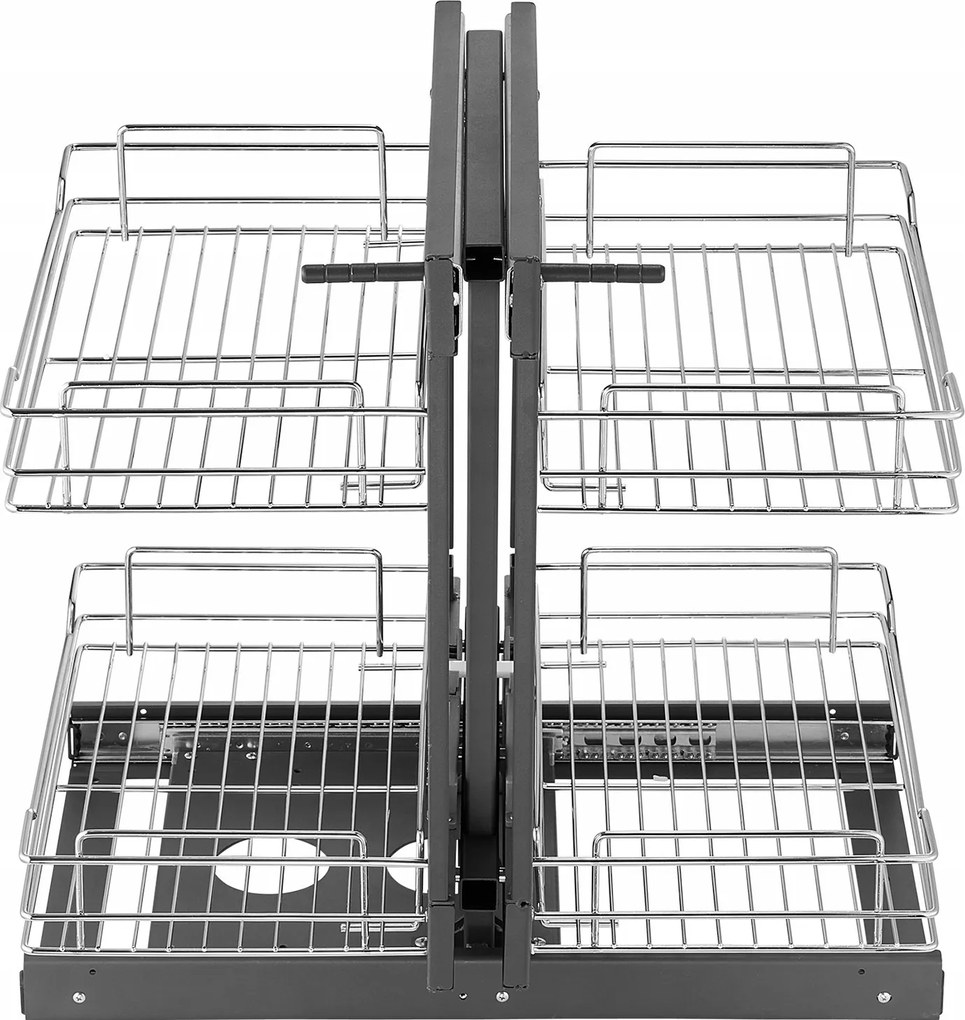 Kétszintes kihúzható rendszerező sarok konyhaszekrényhez