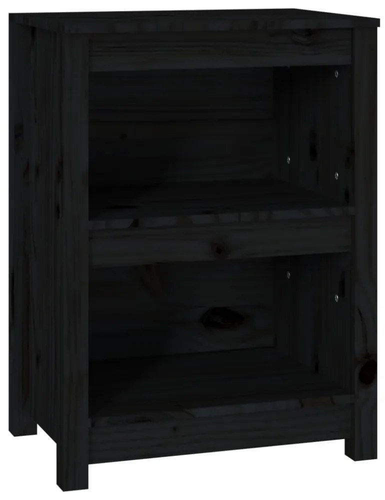 fekete tömör fenyőfa könyvszekrény 50x35x68 cm